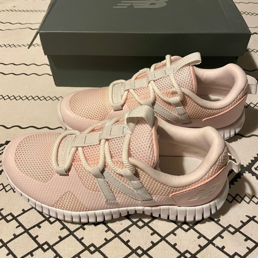 New Balance Blush and White Athletic Shoes